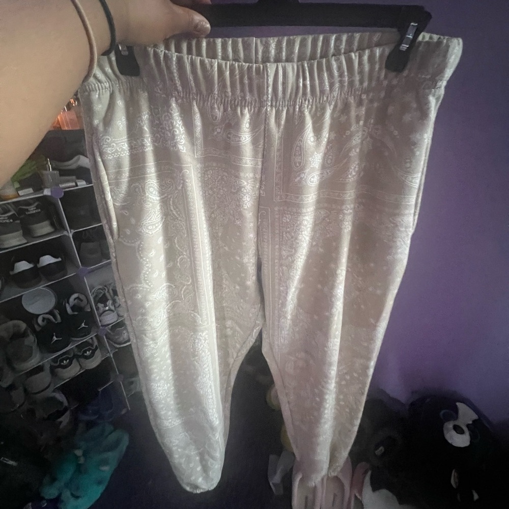 light brown bandana print joggers (Forever 21)